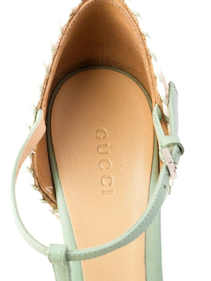 Excellent Gucci Wedge Sandals Combined Leather Casual Size - Women
