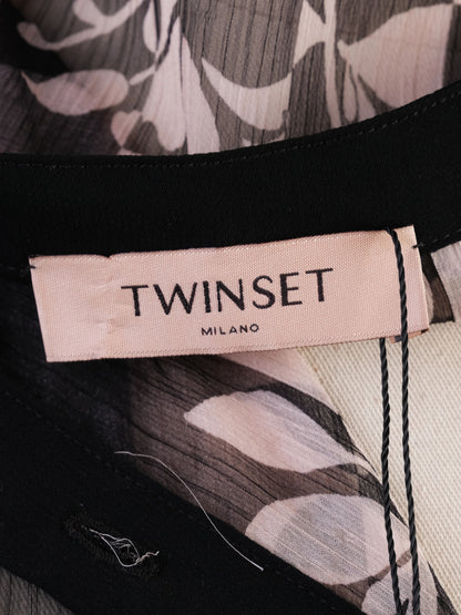 TWINSET Long Striped Dress Floral Patterns Size L Excellent Condition