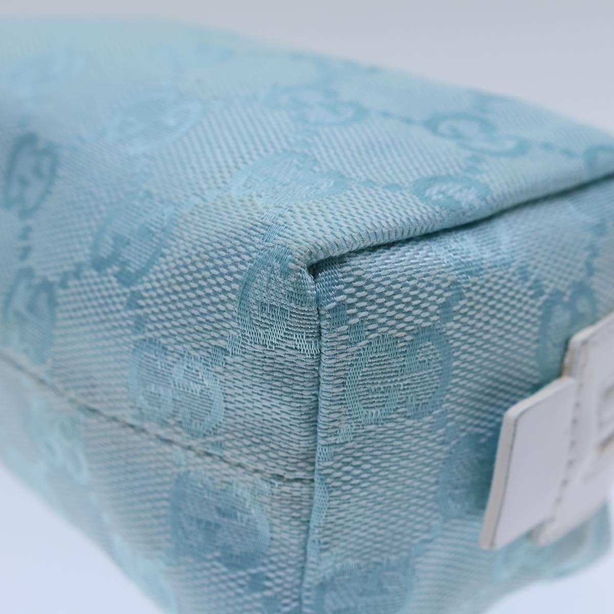 Gucci Gg Canvas Pouch Light Blue 039 1118 Auth