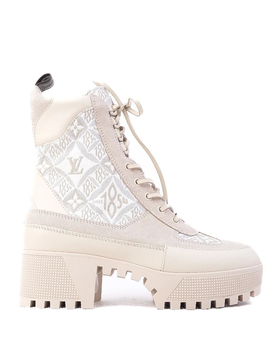 Perfect Louis Vuitton High-Top Boots White Fabric Size 38