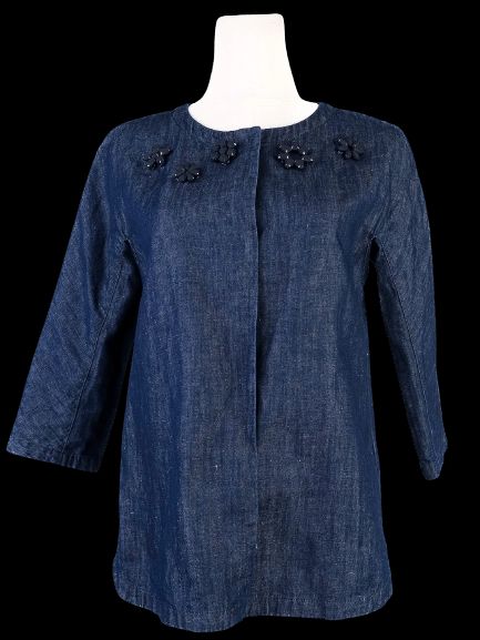 Max Mara Blue Denim Jacket with Embellishments Size S Excellent