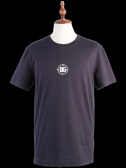 NEW Dolce Gabbana Blue Cotton T-Shirt Size S with DG Compass Logo