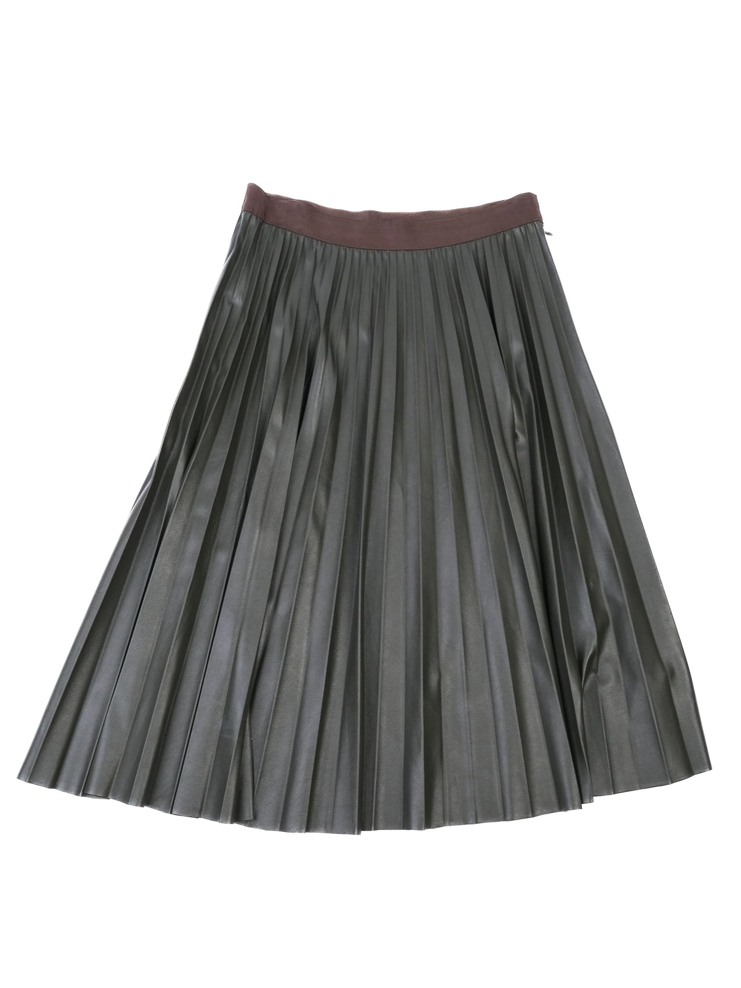 Excellent MAX&amp;Co. Green Pleated Skirt Faux Leather Size N/A