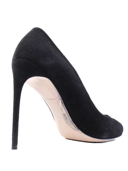 Excellent Miu Miu Black High-Heeled Stiletto Shoes Size 41.5 Leather