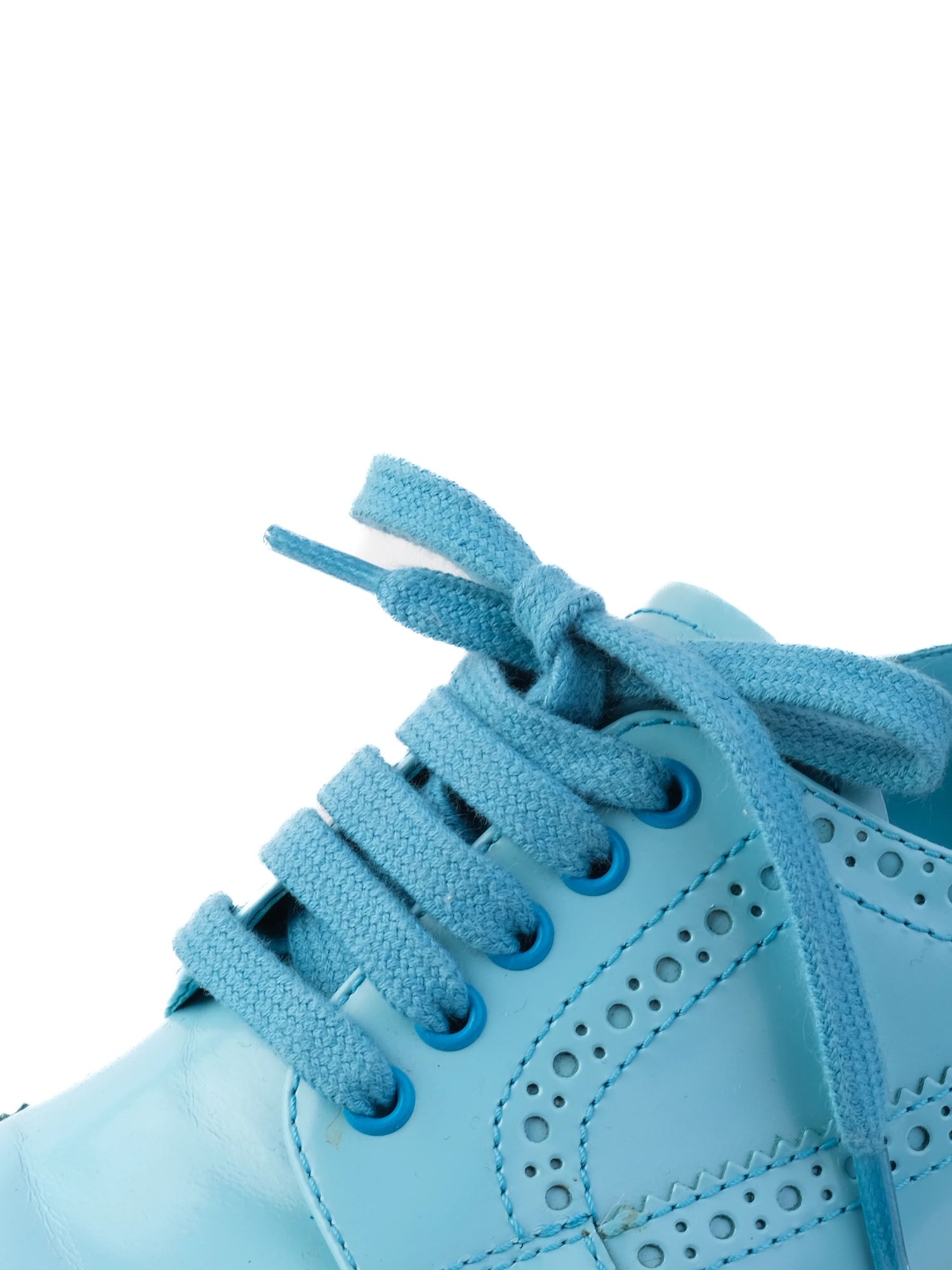 Excellent Prada Blue Leather Brogue Platform Shoes Size 37