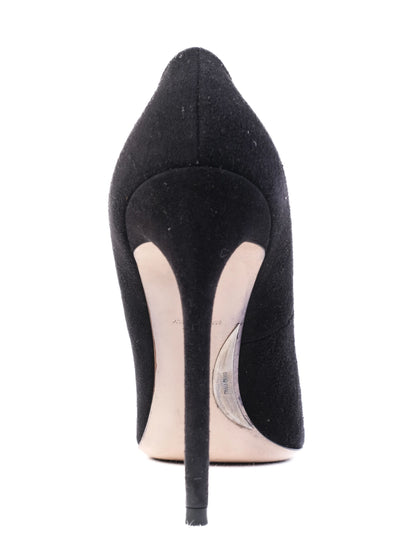 Excellent Miu Miu Black High-Heeled Stiletto Shoes Size 41.5 Leather