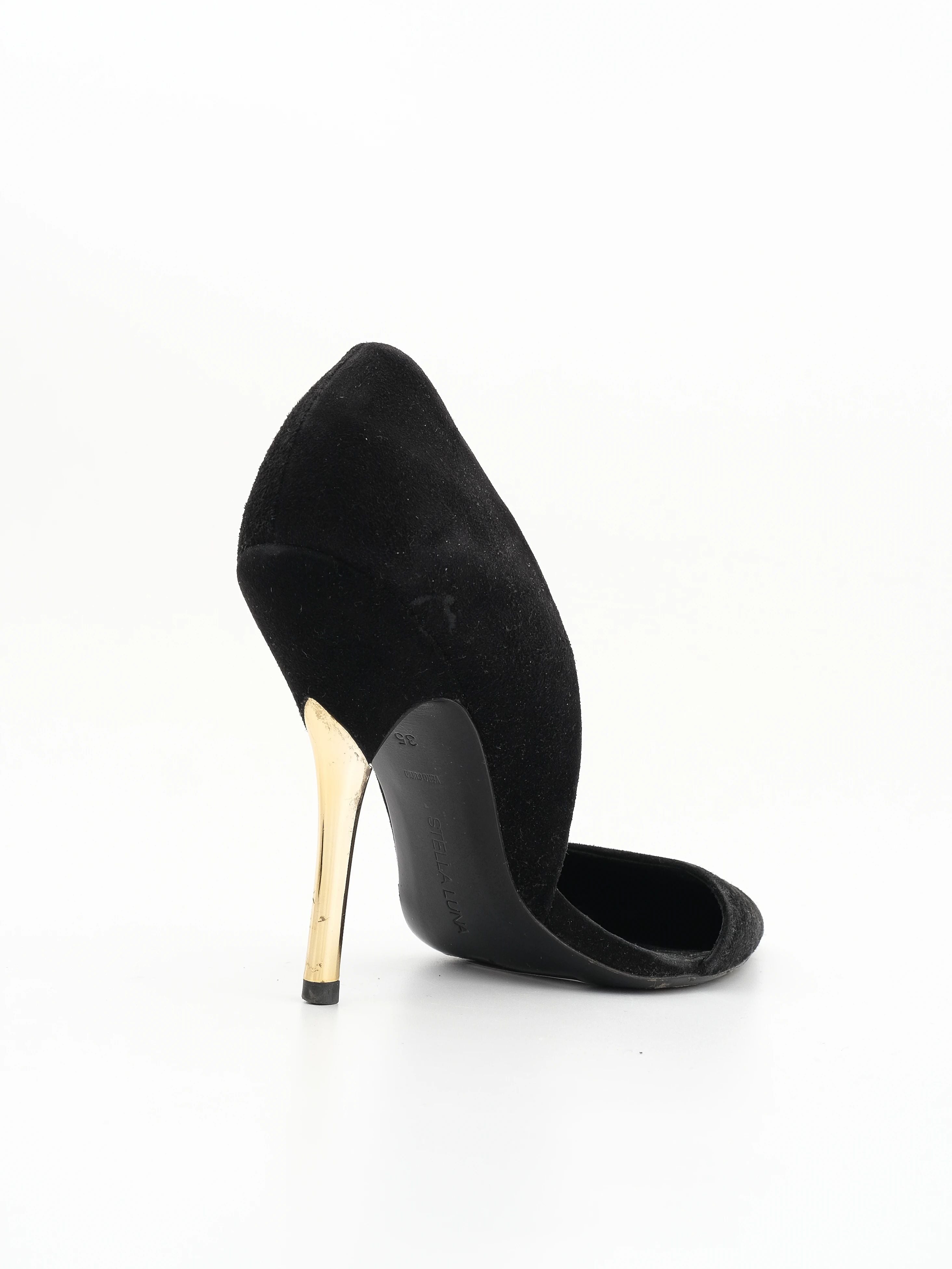 Excellent Stella Luna Black Genuine Suede Stiletto Heels Size 35