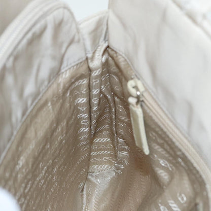 Prada Hand Bag Nylon Beige Silver Auth