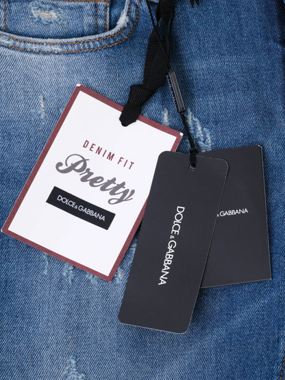 NEW Dolce Gabbana Blue Cotton Jeans Women&