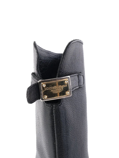 Excellent Dolce Gabbana Black Leather Mid-Calf Boots Size 36