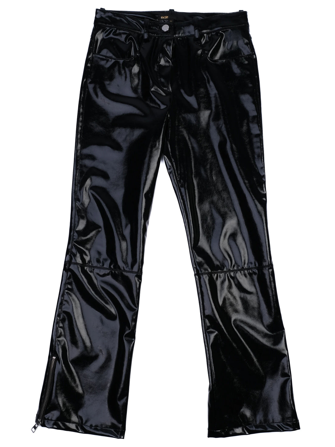 EXCELLENT Maje Black Glossy Polyurethane Pants Size S