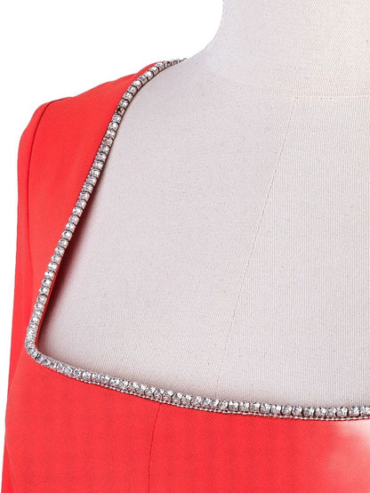 Excellent Pinko Red Long Sleeve Dress with Square Neckline