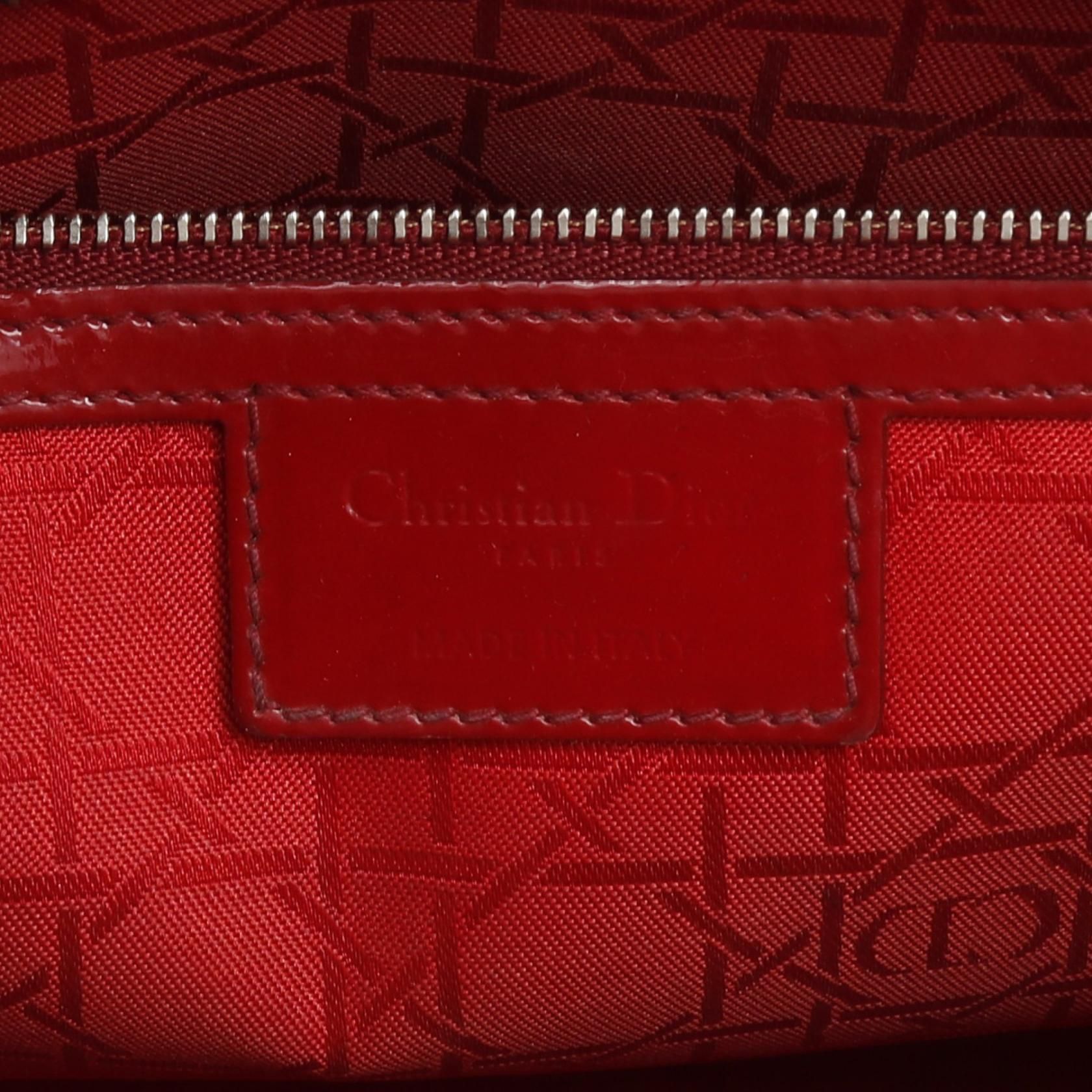Christian Dior Christian Dior Large Cannage Handbag Red Patent Leather