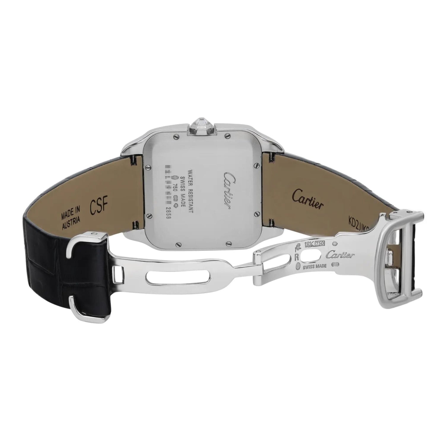 Cartier Santos-dumont 18K White Gold Silver Dial Diamond Quartz Watch WH100251