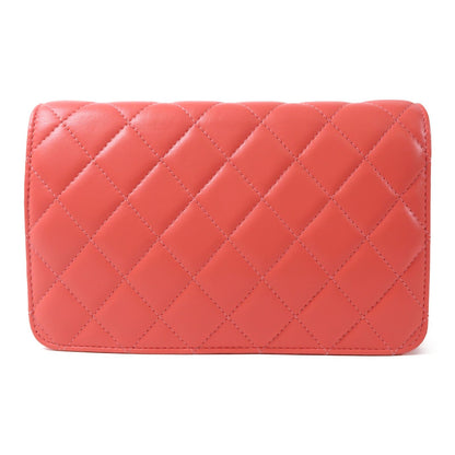 Chanel Pink Sheepskin Leather Woc Wallet On Chain Golden Cross Shoulder Back Bag Lambskin (sheep Leat