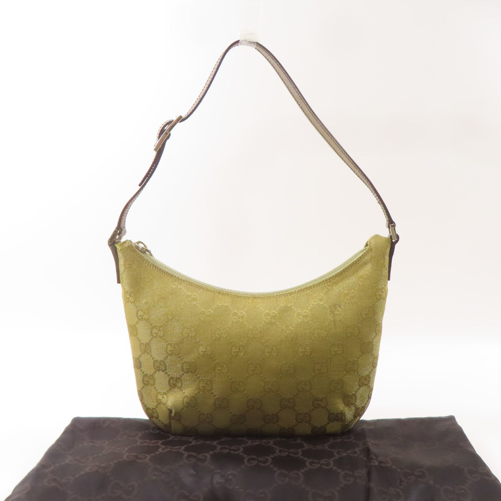 Gucci Canvas/leather Shoulder Bag Silver Shoulder Bag Golden Shoulder Bag Gold Gg Canvas 005.0813