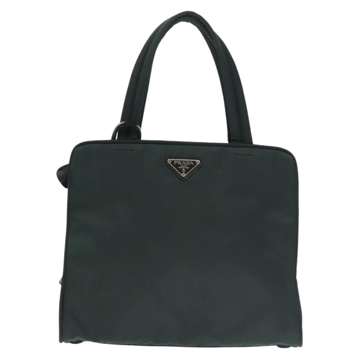 Prada Hand Bag Nylon Green Silver Auth