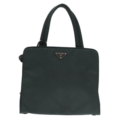 Prada Hand Bag Nylon Green Silver Auth