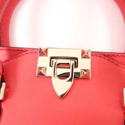Valentino Cowhide Leather 2Way Shoulder Bag Golden Hand-handed Shoulder And Back Bag 2way Shoulder Bag Red Calfski