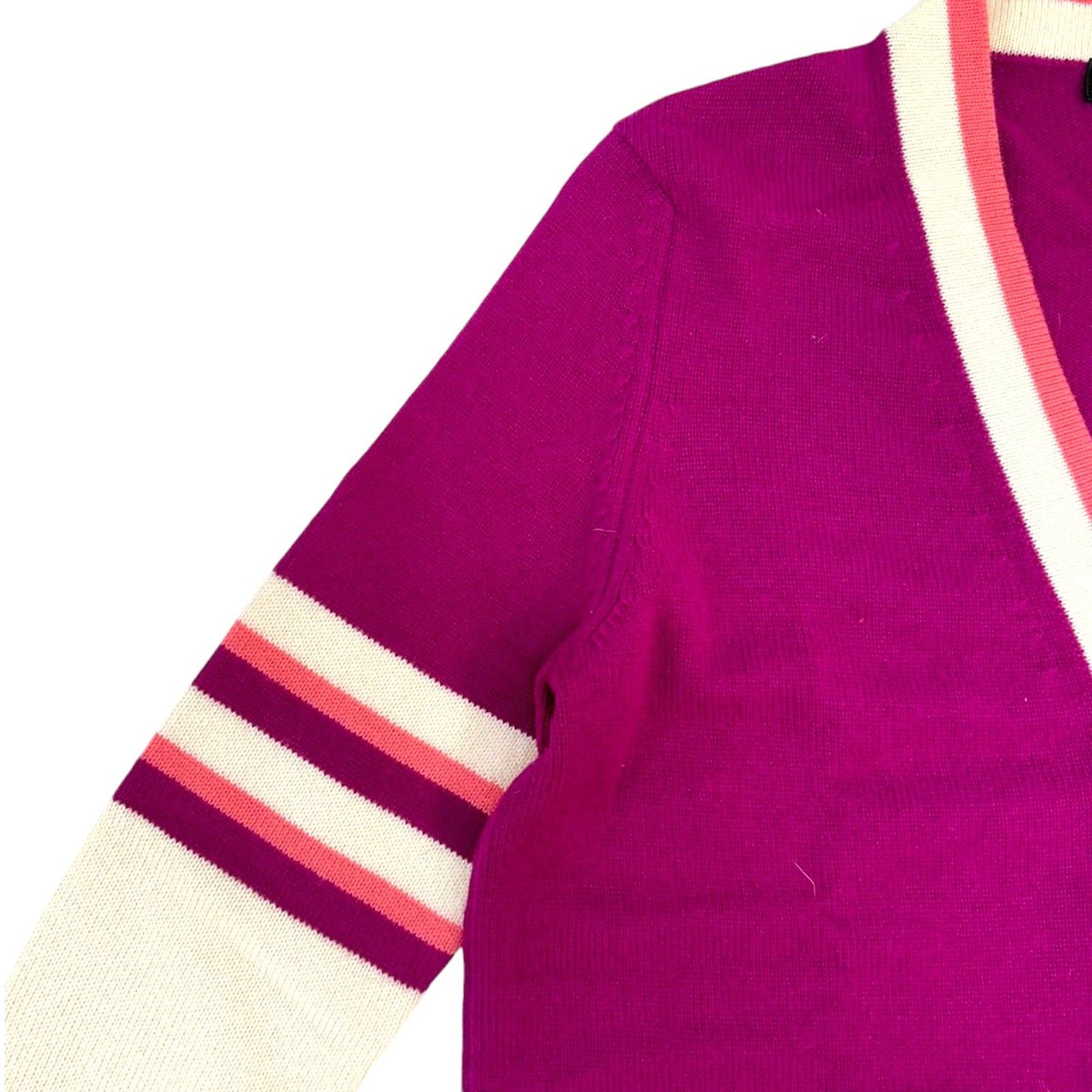 Chanel Cashmere Cardigan Purple White Pink 34