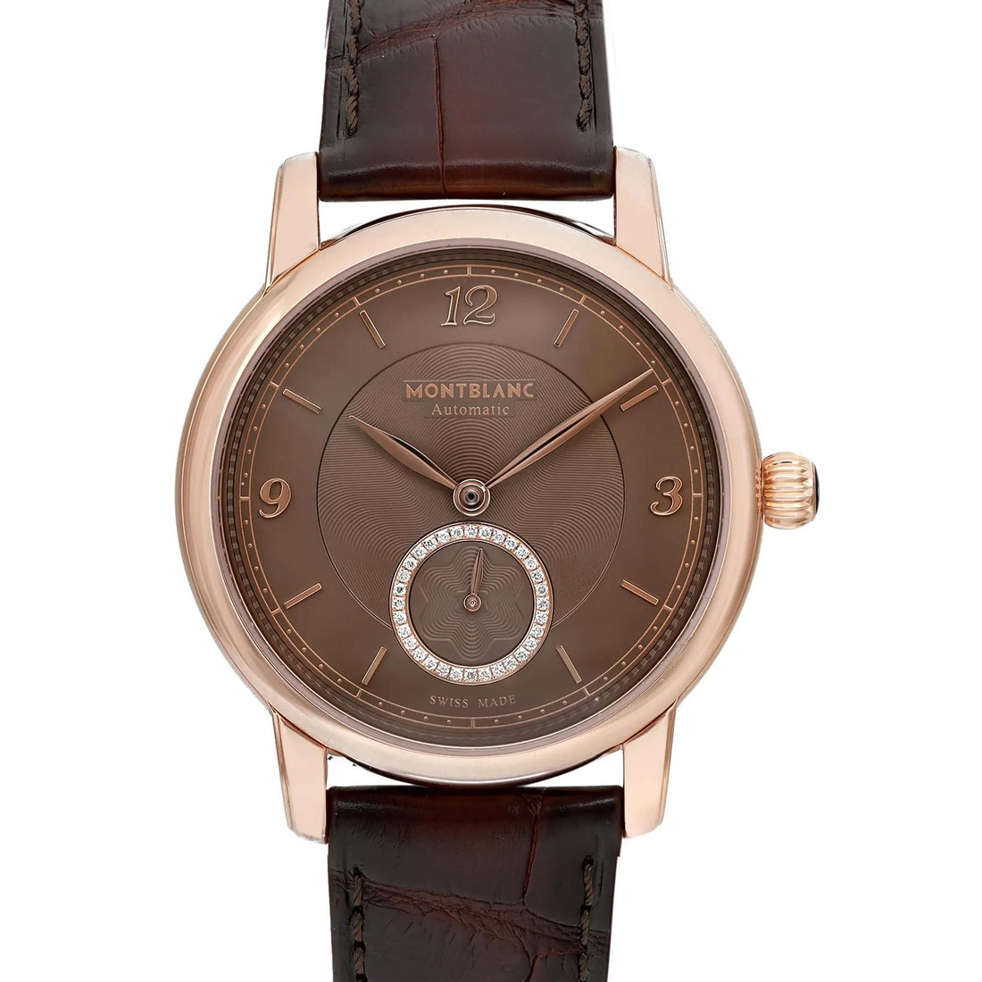Montblanc Star Legacy 36mm 18K Rose Gold Brown Diamond Dial Watch MB118519