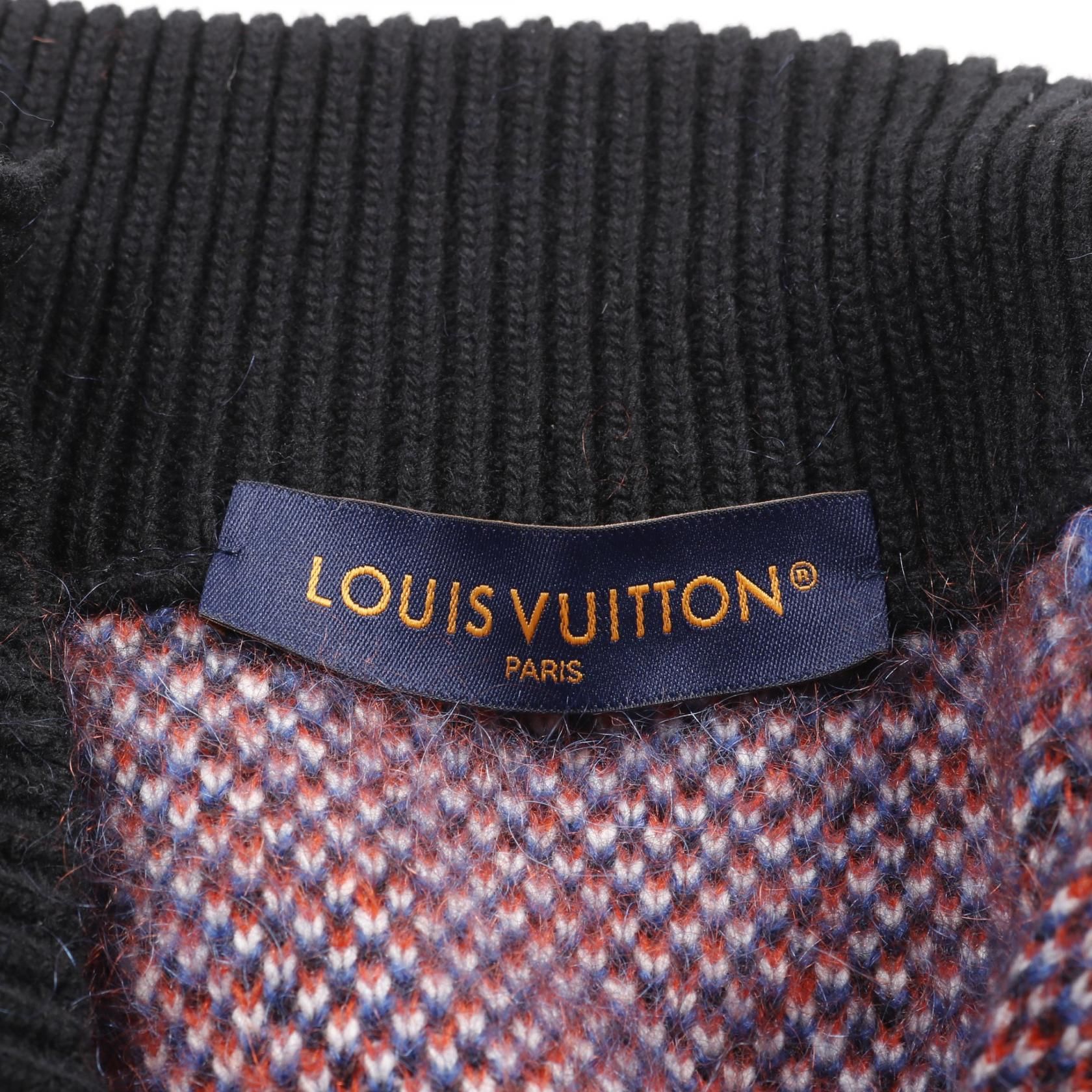 Louis Vuitton Lv Logo Chunky Wool Orange Black Blue Orange Cardigan Rm 241m Czw Hqn 12w