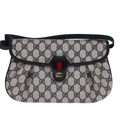 Gucci Gg Supreme Sherry Line Shoulder Bag Pvc Red Navy Auth
