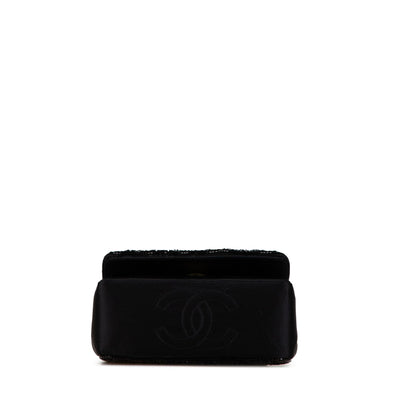 Chanel Satin Sequin Camellia Crossbody Black