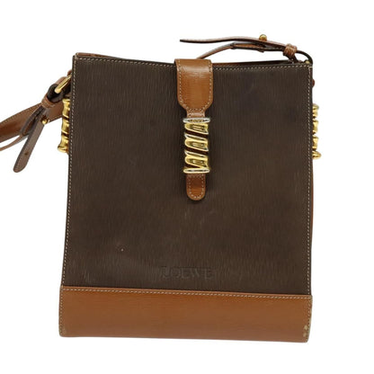 Loewe Velazquez Shoulder Bag Leather Brown Gold Auth