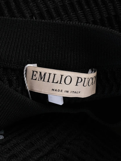 Emilio Pucci Black Short Sleeve Knit Top Size M Excellent Condition