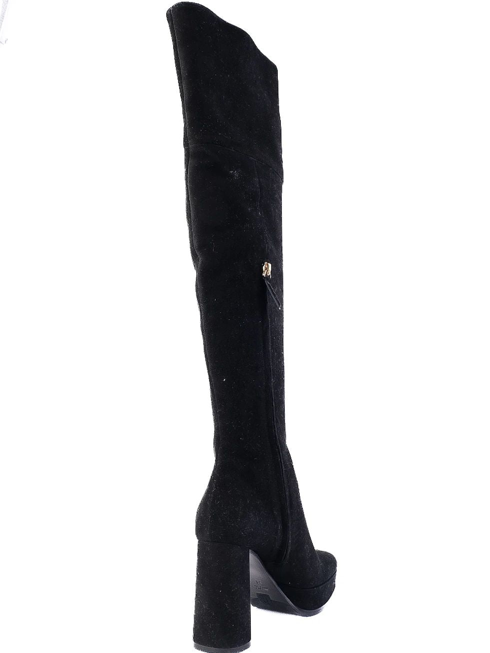 Perfect Ballin Black Leather Knee-High Platform Boots Size 35