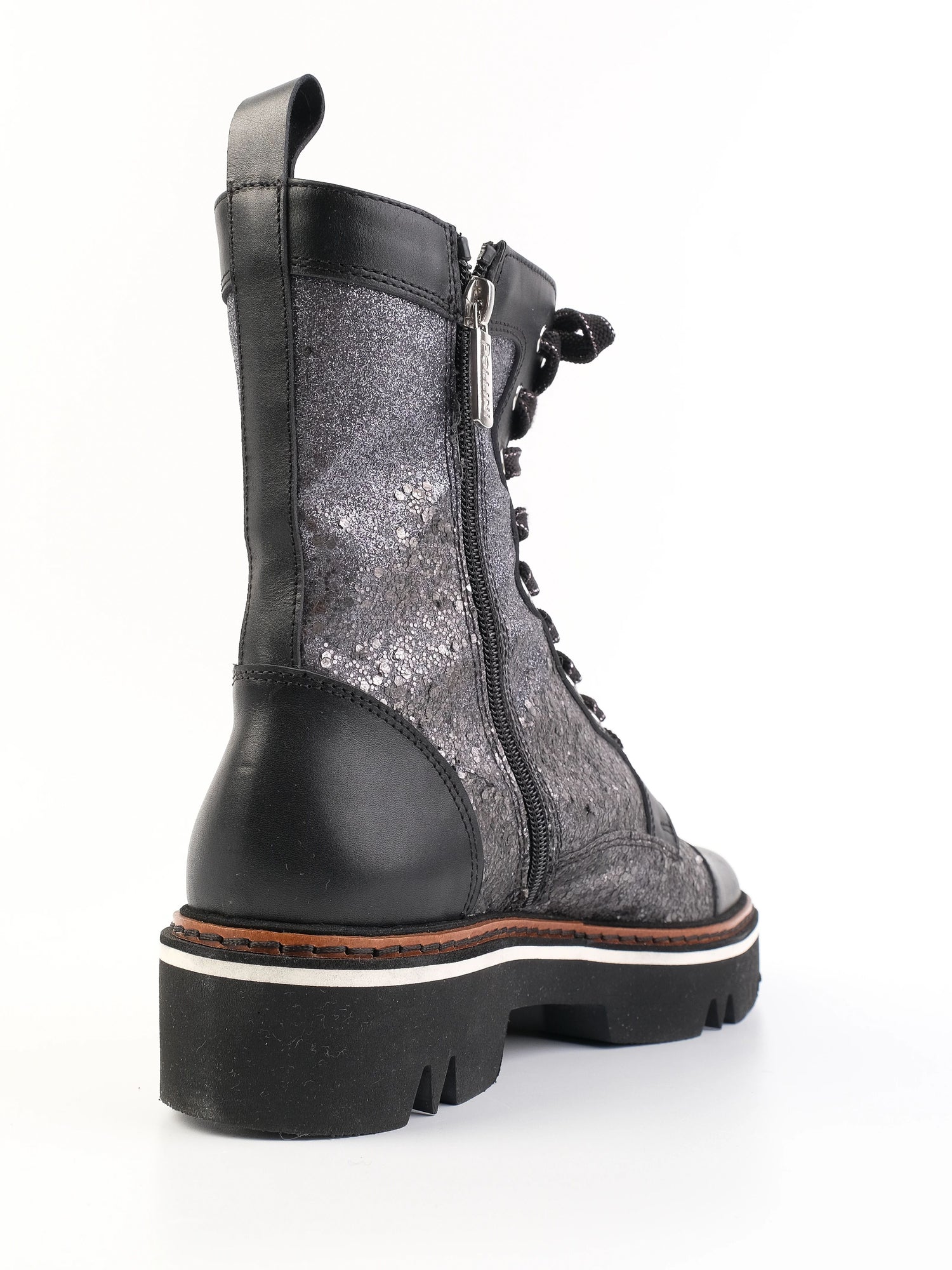 Excellent Pollini Gray Leather Lace-Up Boots Size 39