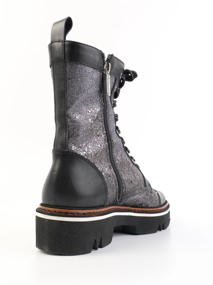Excellent Pollini Gray Leather Lace-Up Boots Size 39