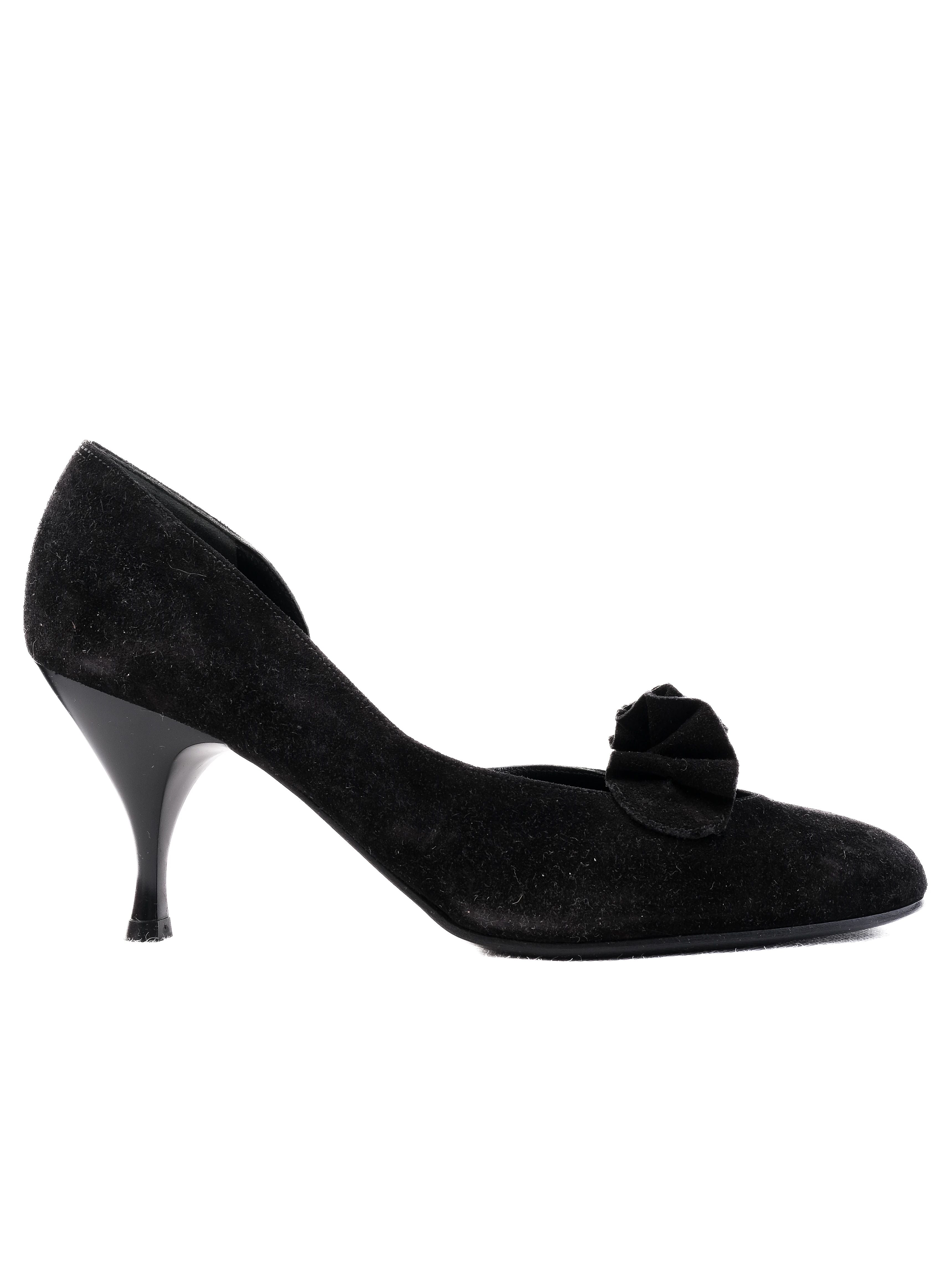 Excellent Salvatore Ferragamo Black Suede High Heeled Shoes Size 37.5