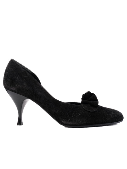 Excellent Salvatore Ferragamo Black Suede High Heeled Shoes Size 37.5