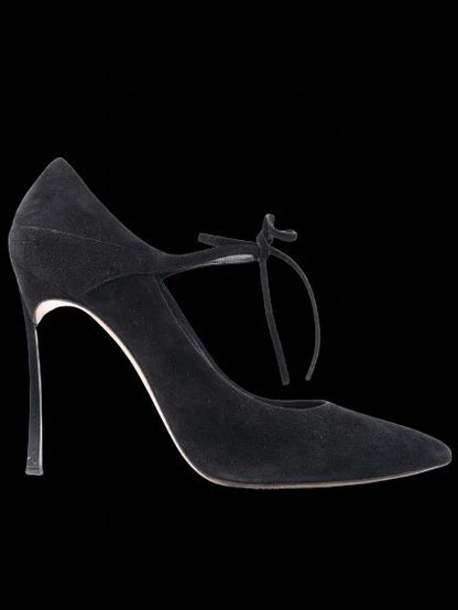 Excellent Casadei Black Suede High-Heeled Shoes Size N/A
