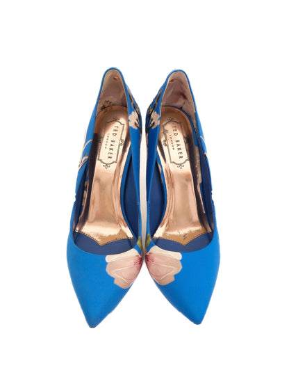 Ted Baker Floral High-Heeled Shoes Blue Stiletto Size 38 Excellent Condition