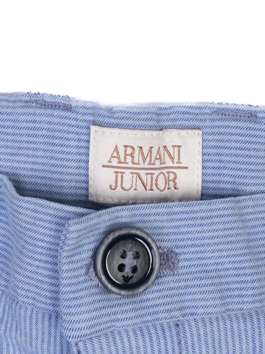 Excellent Armani Junior Blue Cotton Striped Shorts Size 10 for Kids