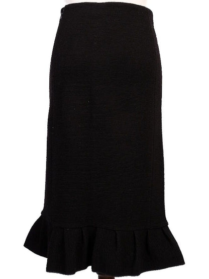Excellent Emporio Armani Black Viscose Skirt Size XS with Ruffled Hem