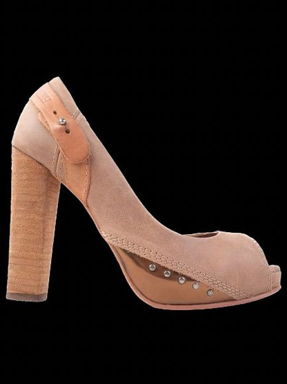 Excellent Diesel Orange Leather High-Heeled Peep-Toe Shoes Size 37