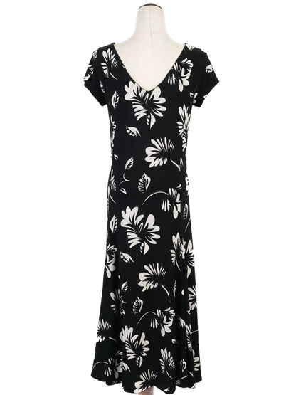 Excellent Ralph Lauren Black Floral Dress Size S Women&