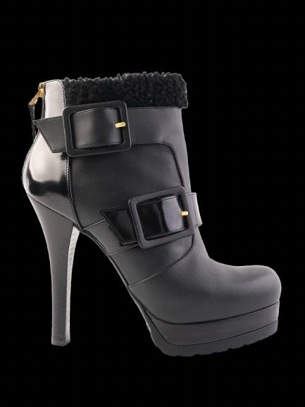 Perfect Fendi Black Leather High-Heeled Ankle Boots Size 38