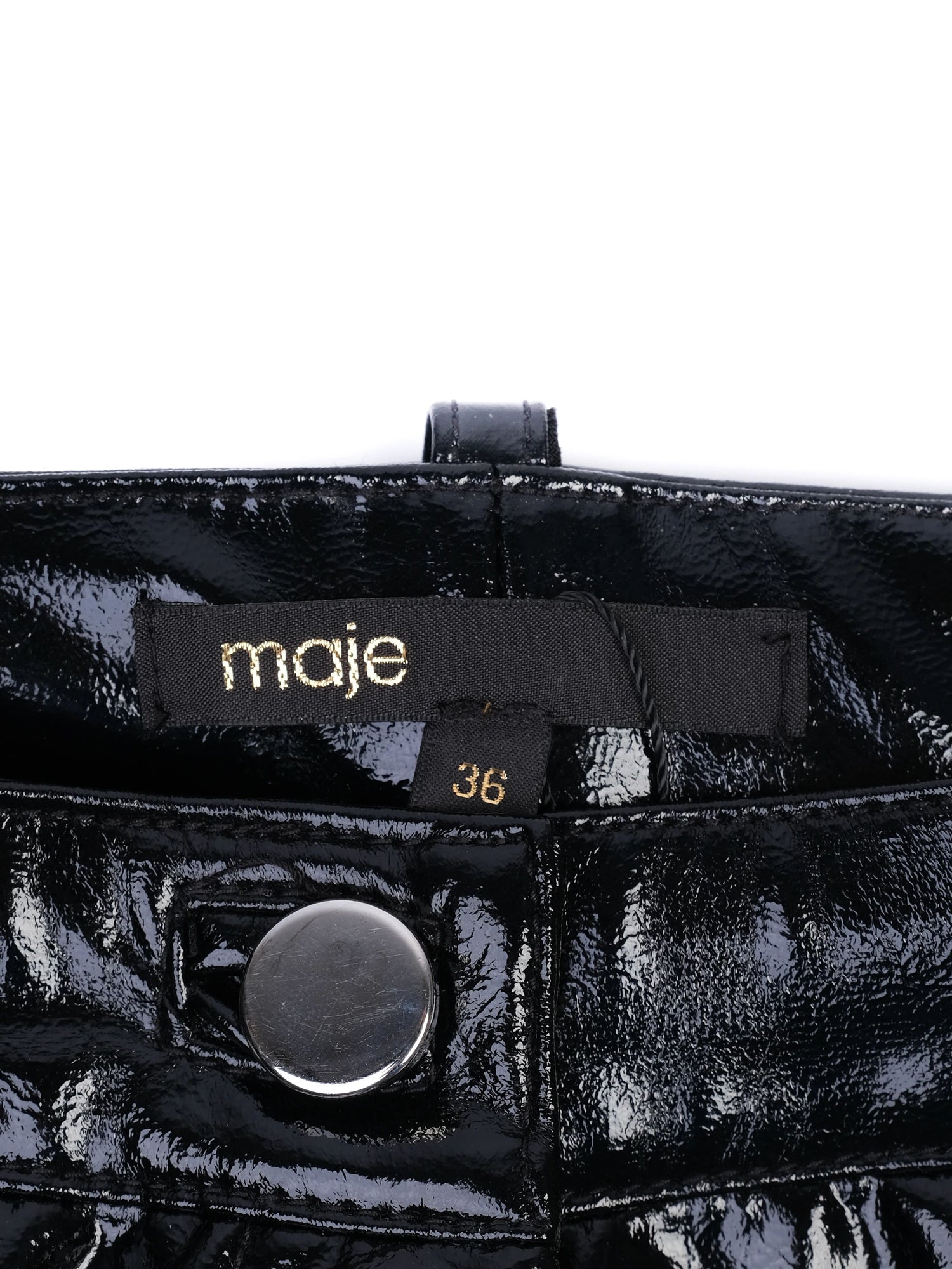 EXCELLENT Maje Black Glossy Polyurethane Pants Size S