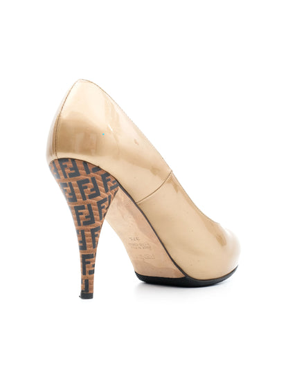Excellent Fendi Orange Leather High-Heeled Shoes Size 37.5