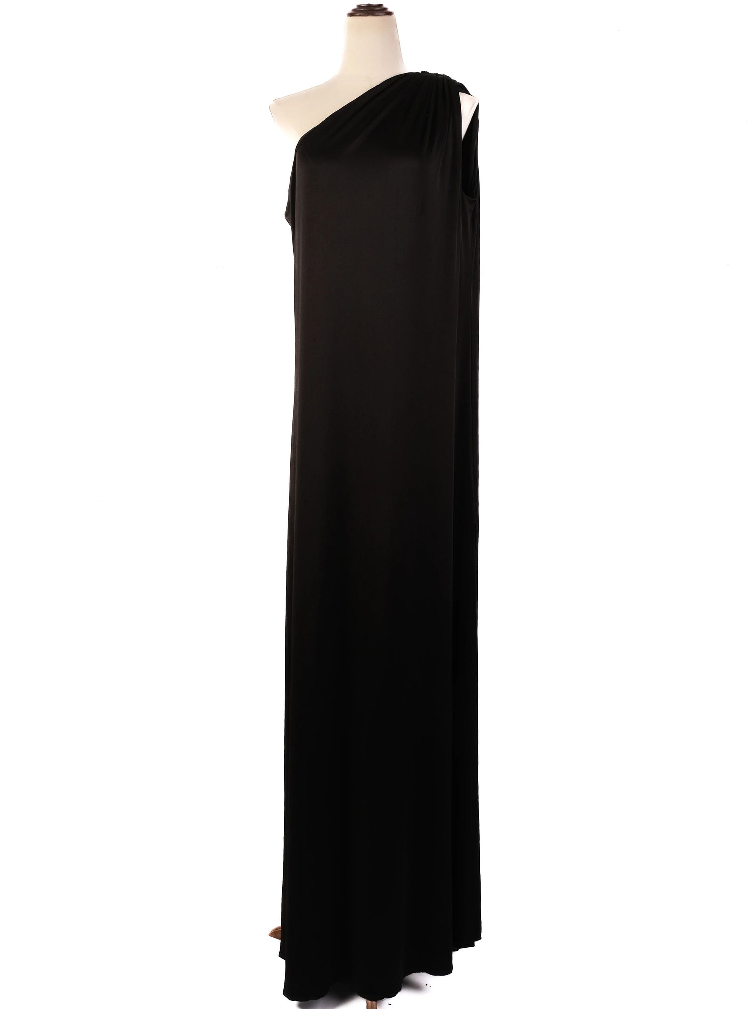 Excellent Black One-Shoulder Dress XL Polyester Women