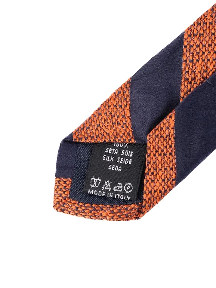 Excellent Valentino Striped Tie 100% Silk Orange Navy Made in Italy