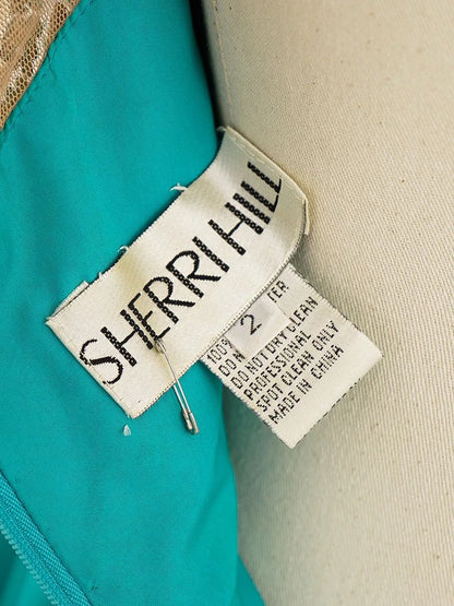 NEW Sherri Hill Turquoise Evening Gown Size S with Embellished Bodice