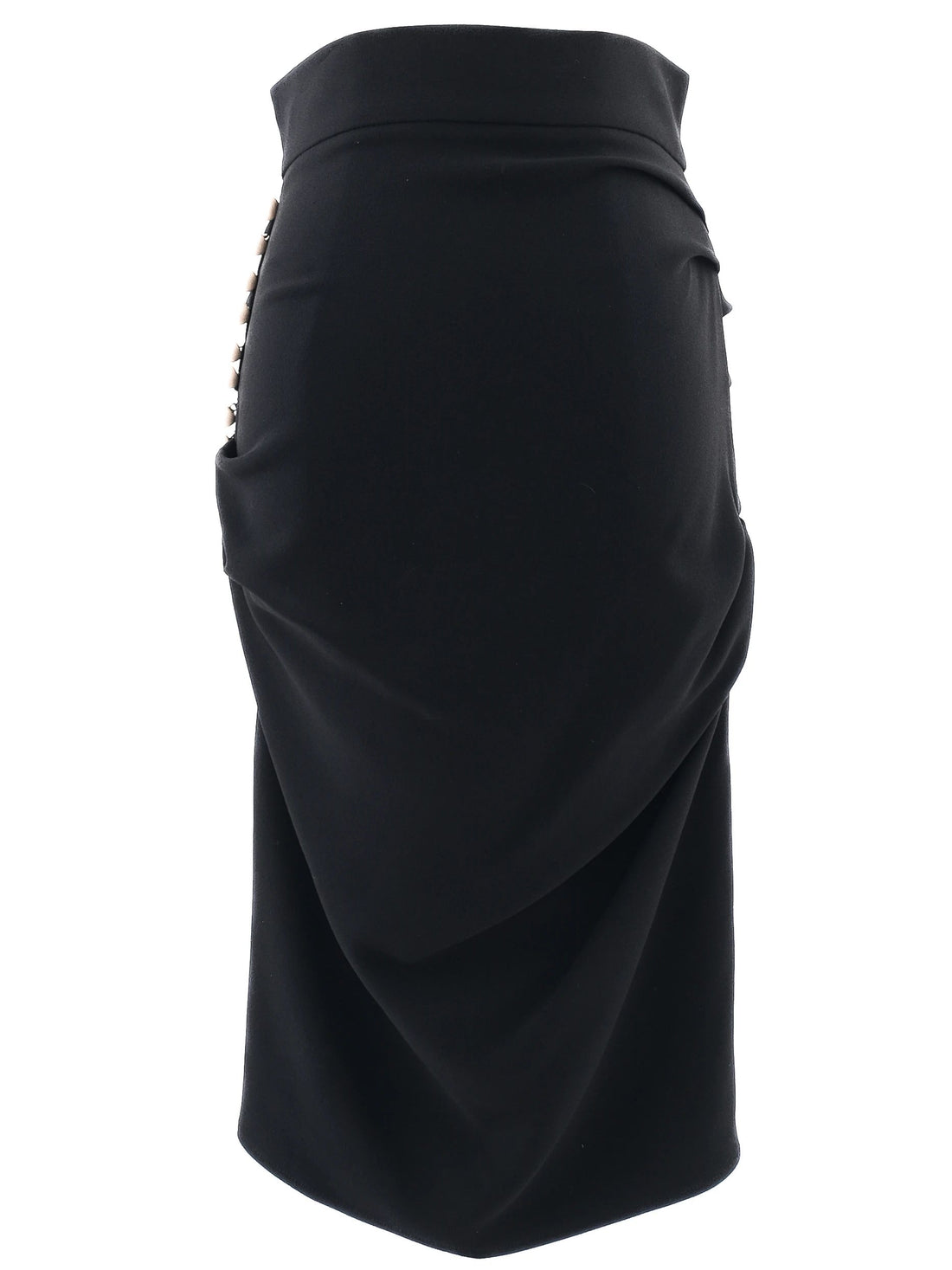 Excellent Elisabetta Franchi Black Ruched Pencil Skirt XS