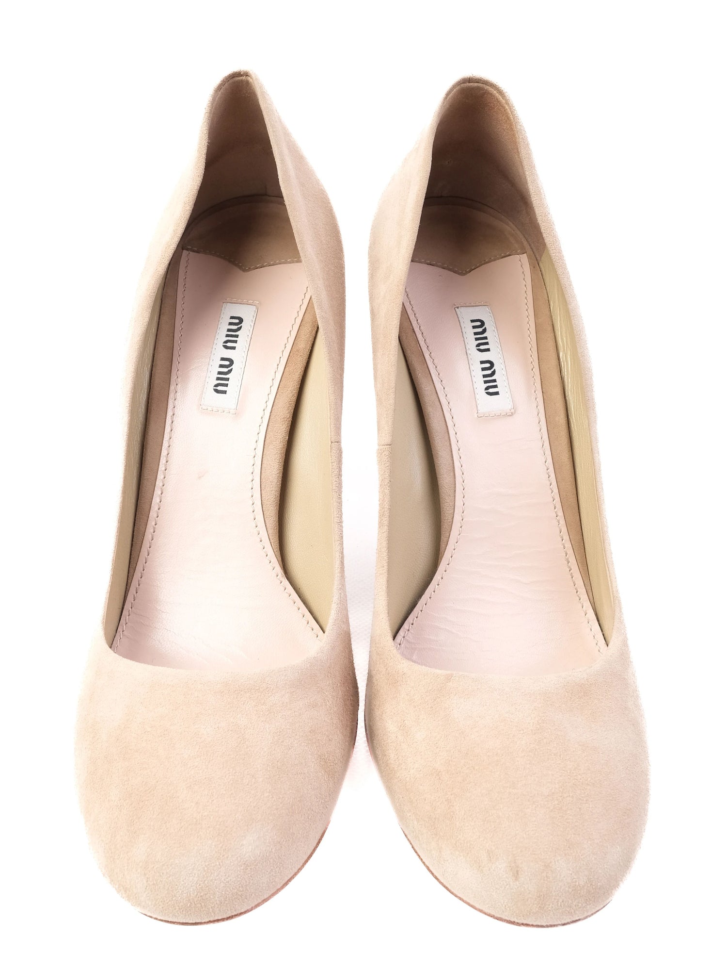 Excellent Miu Miu White Leather High-Heeled Pumps Size 41.5