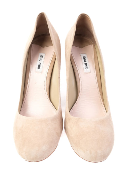 Excellent Miu Miu White Leather High-Heeled Pumps Size 41.5